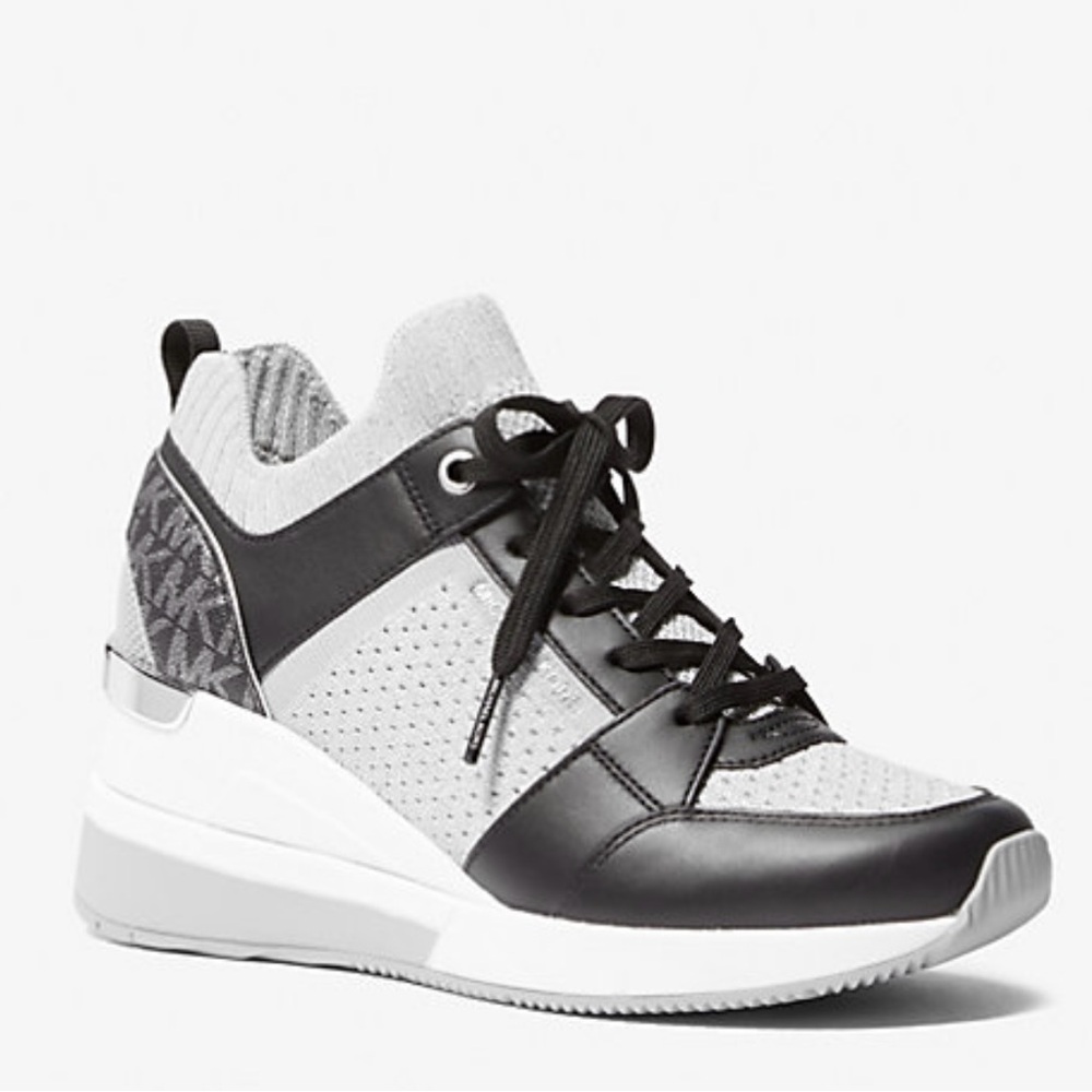 Michael Kors Georgie Stretch Knit and Leather Trainer